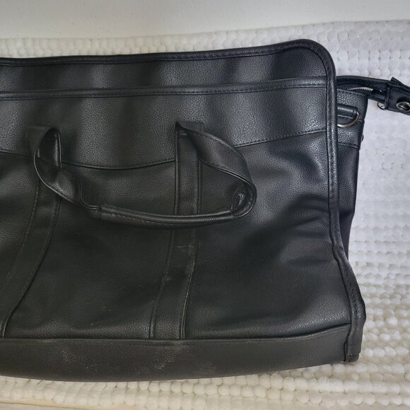 Heritage Portfolio bag Vinyl Zipper Top 3 section pockets briefcase soft sided - Picture 3 of 15